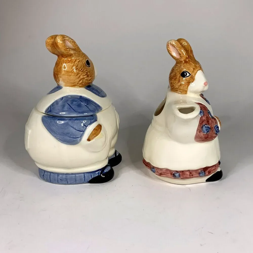 Otagiri EK Brown Bunny Rabbit Sugar Creamer Hand Painted Japan Vintage Easter